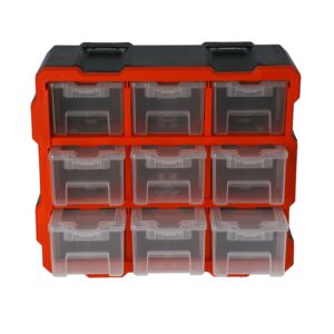 Tactix Plastic Rack with 9 Organisers Black and Red Tactix Plastic Rack with 9 Organisers Black and Red